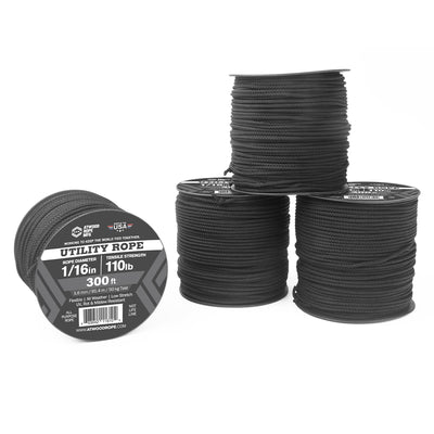 1 16 Utility Rope 300ft Black Closeup