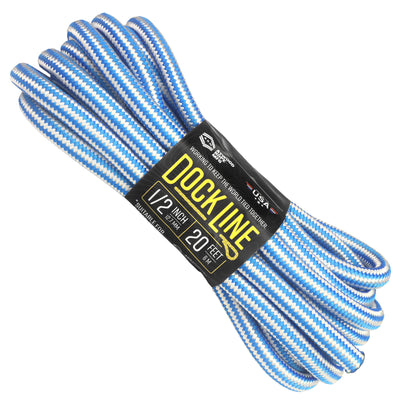 1 2 Dock Line 20ft Blue w white stripes w spliced end