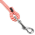 1 2 Rope Leash White & Red Spirals Closeup