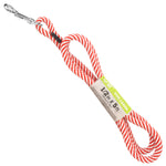 1 2 Rope Leash White & Red Spirals