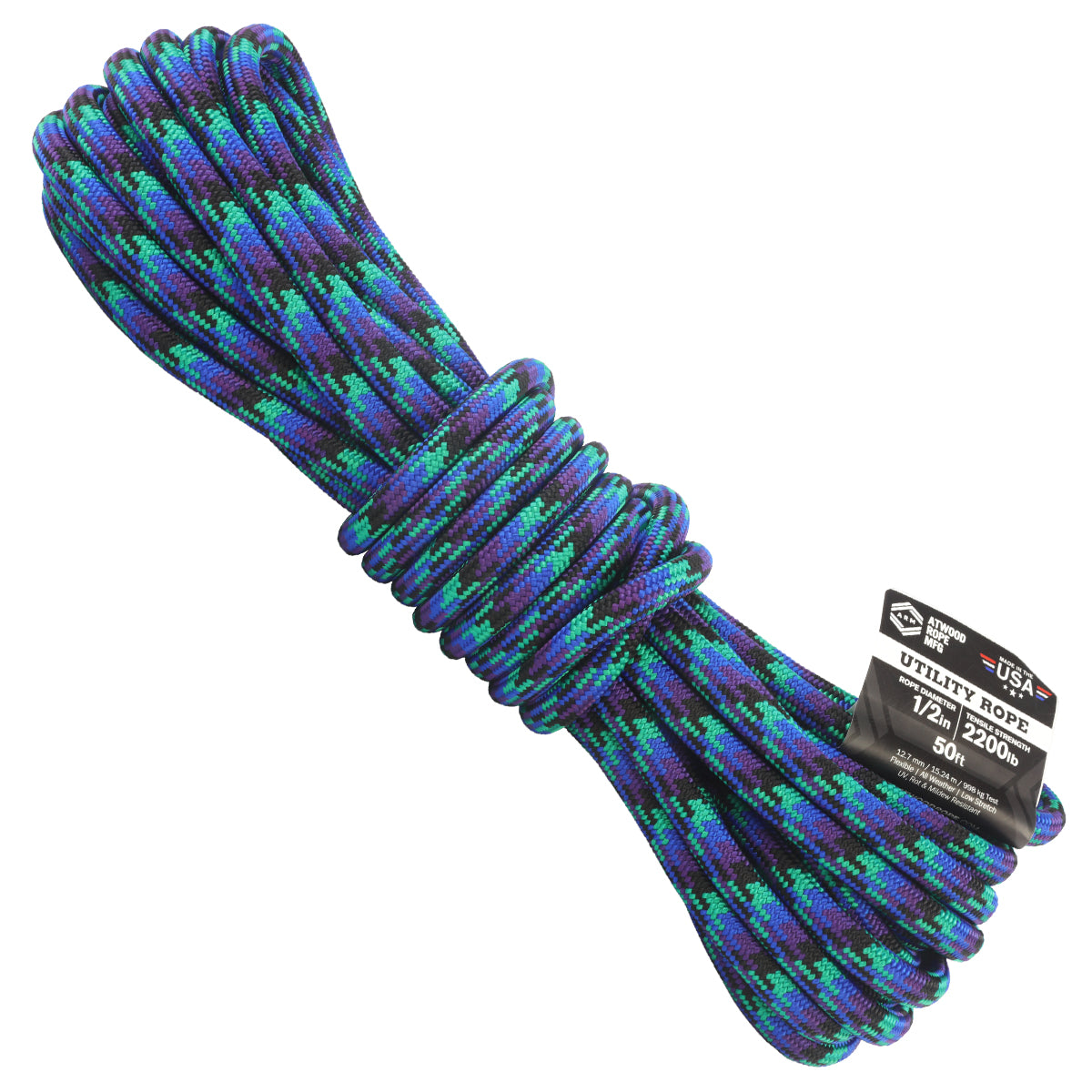  1 2 Utility Amaya Blue Teal Black & Purple Snake pattern 50ft