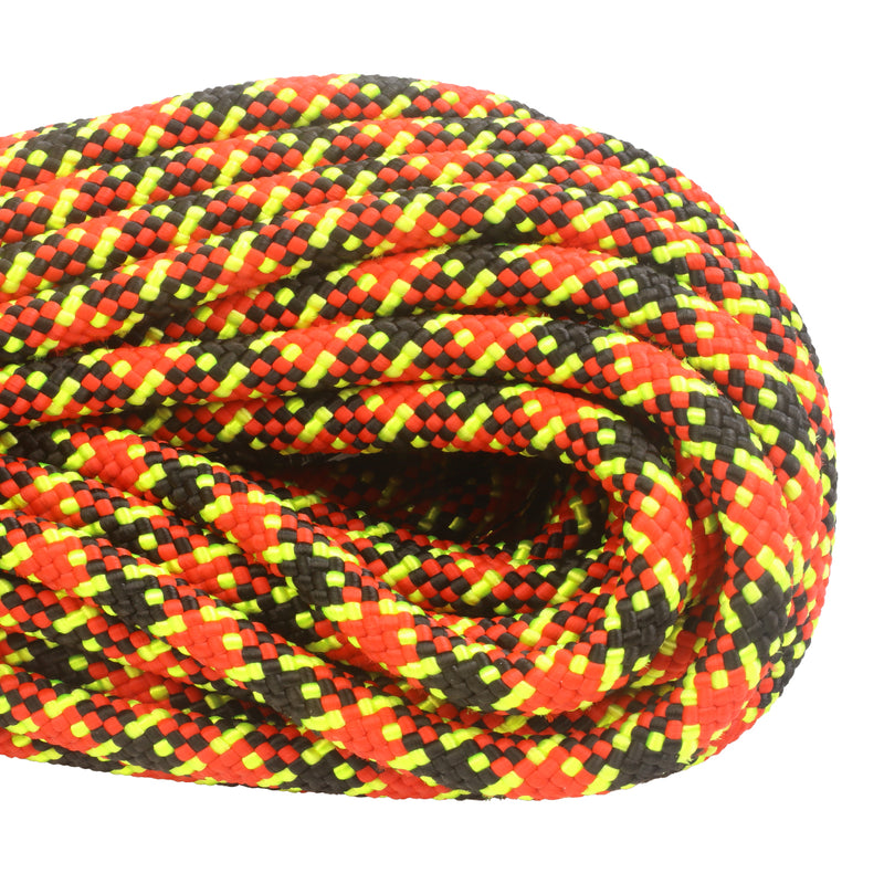 1 2 Utility Rope Black and Red Check with Neon Yellow Tracer Closeup