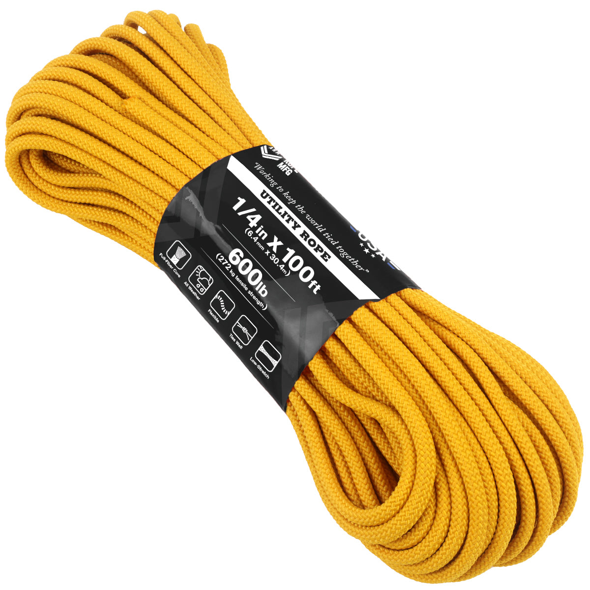 Usaf Yellow Rope 1/4 x 100ft - Air Force Gold – Atwood Rope MFG