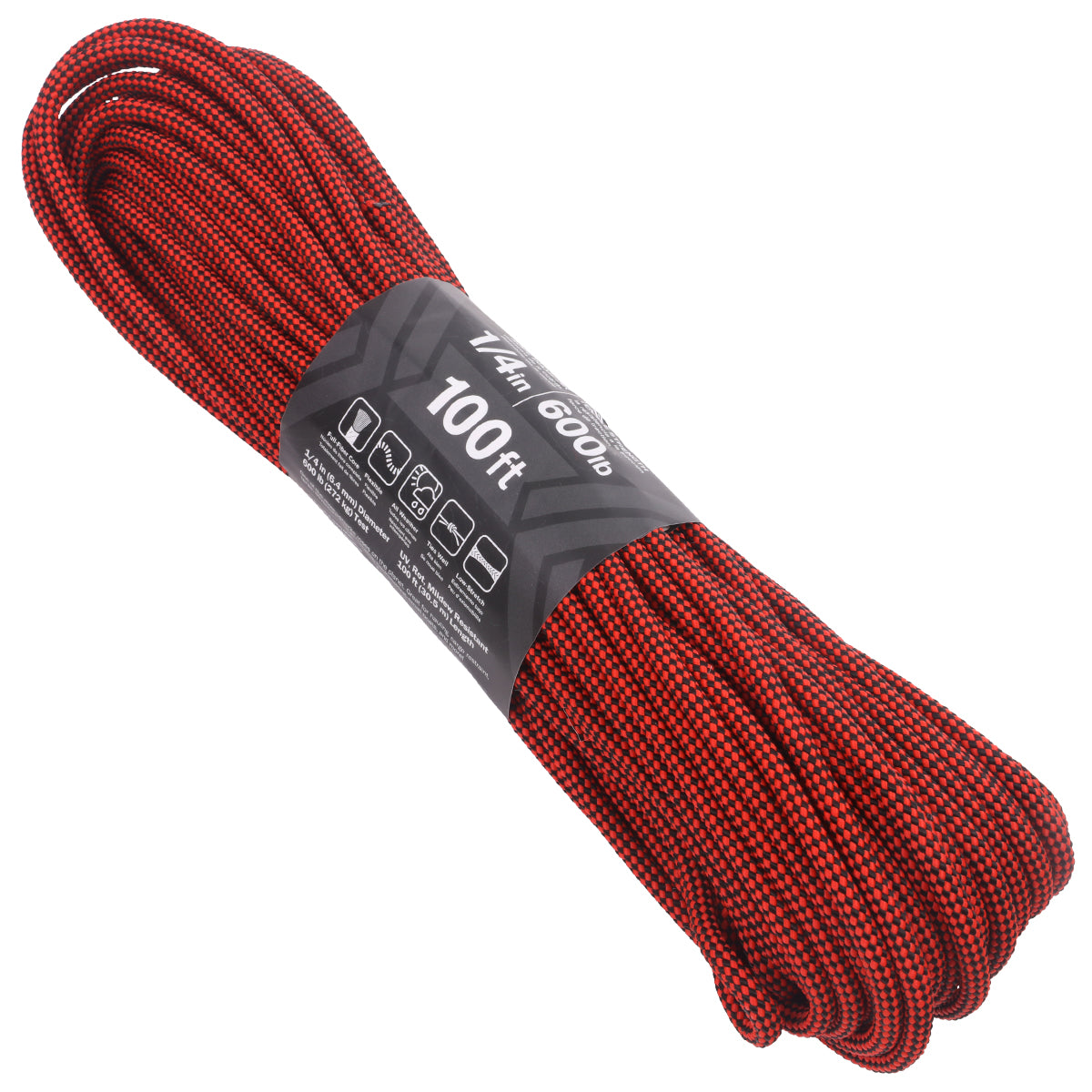 1/4 x 100ft - Red & Black Lines – Atwood Rope MFG