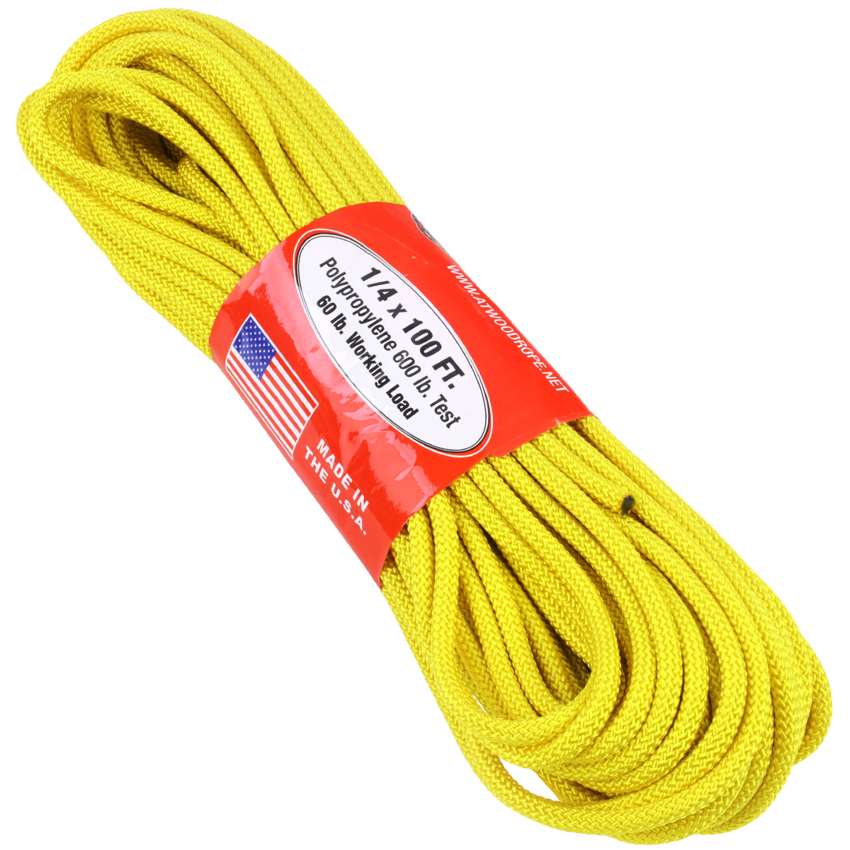 1/4 x 100ft - Golden Yellow w/ Red Tracer – Atwood Rope MFG