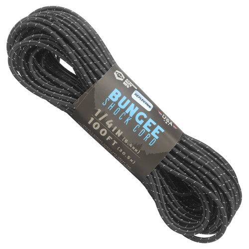 1 4 Bungee Black Reflective 100ft