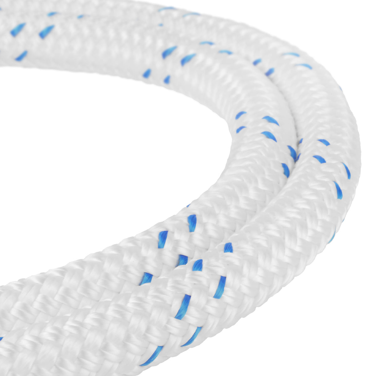 1 inch Double Braid White w Blue Closeup