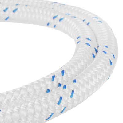 1 inch Double Braid White w Blue Closeup