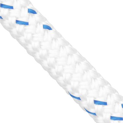 1 inch Double Braid White w Blue super closeup