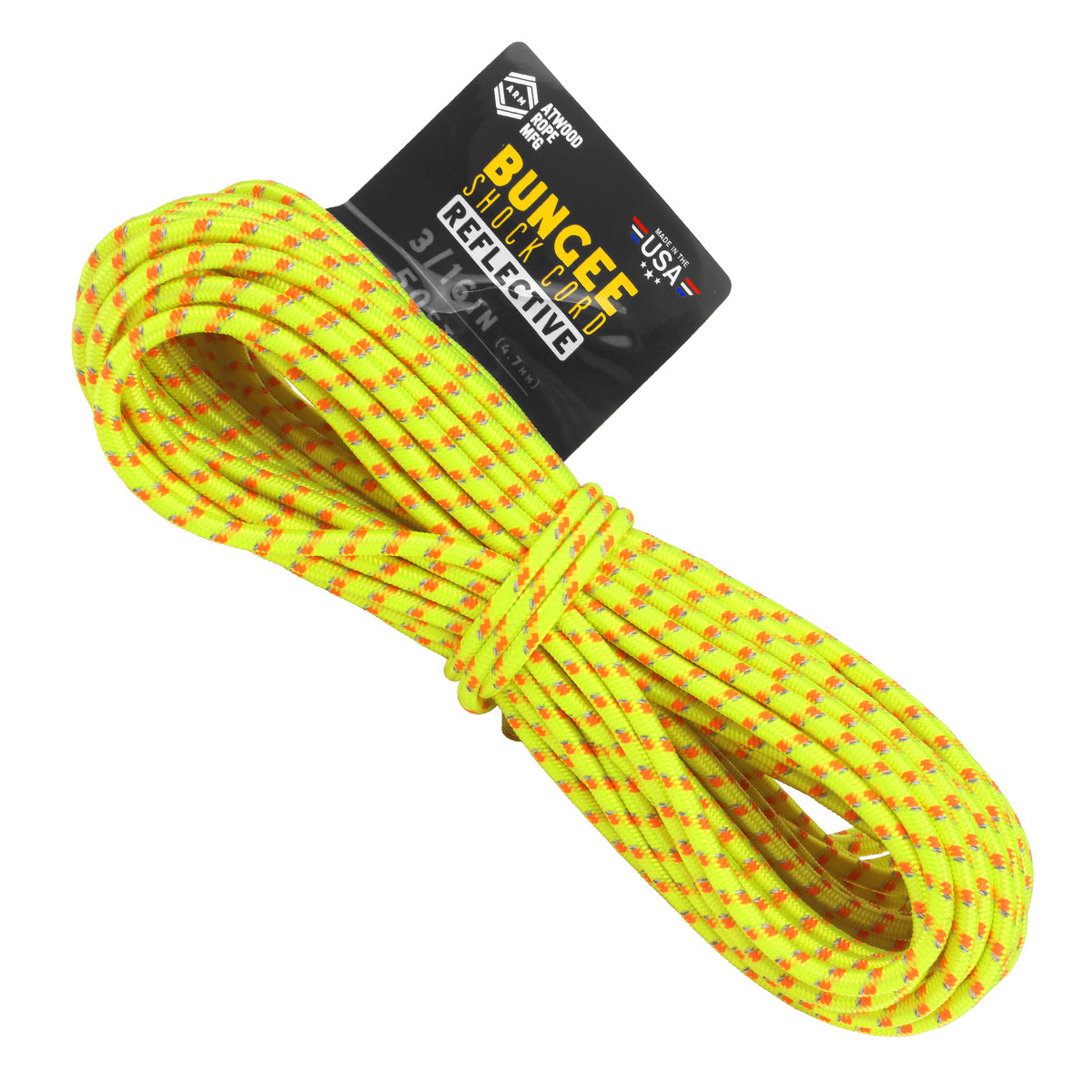 3 16 Reflective Bungee Neon Yellow with Neon orange tracer