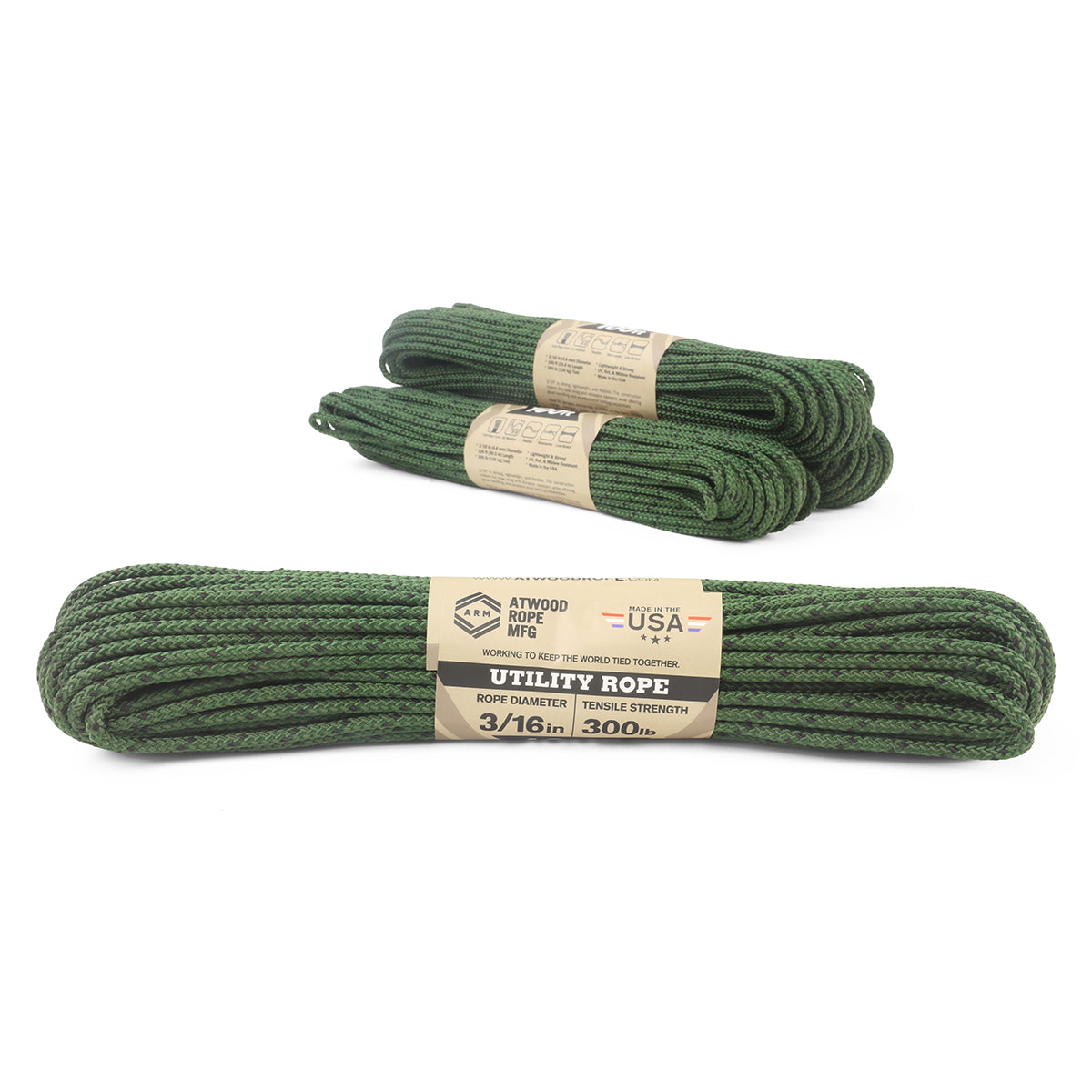 3 16 Utility Rope Camo Bulk Pack Verdant Darker camo closeup