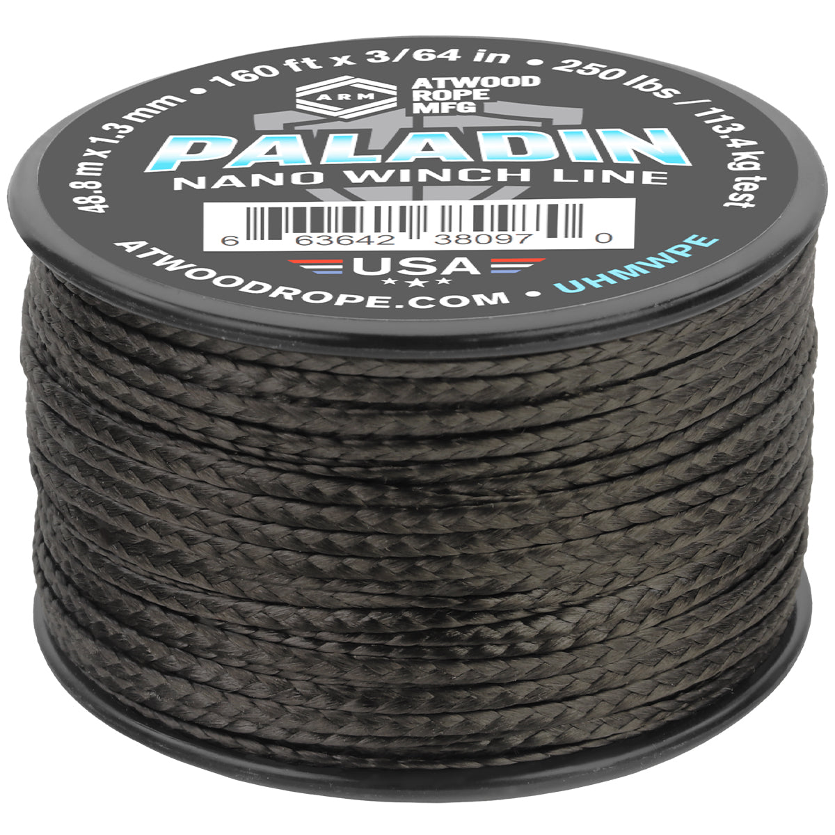 3_64 Paladin Nano Winch Line 160ft Black Web Ready