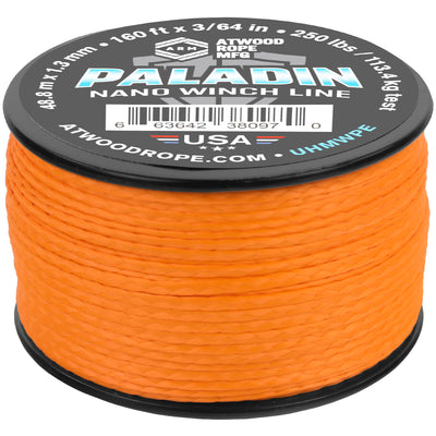3 64 Paladin Nano Winch Line 160ft Neon Orange Web Ready