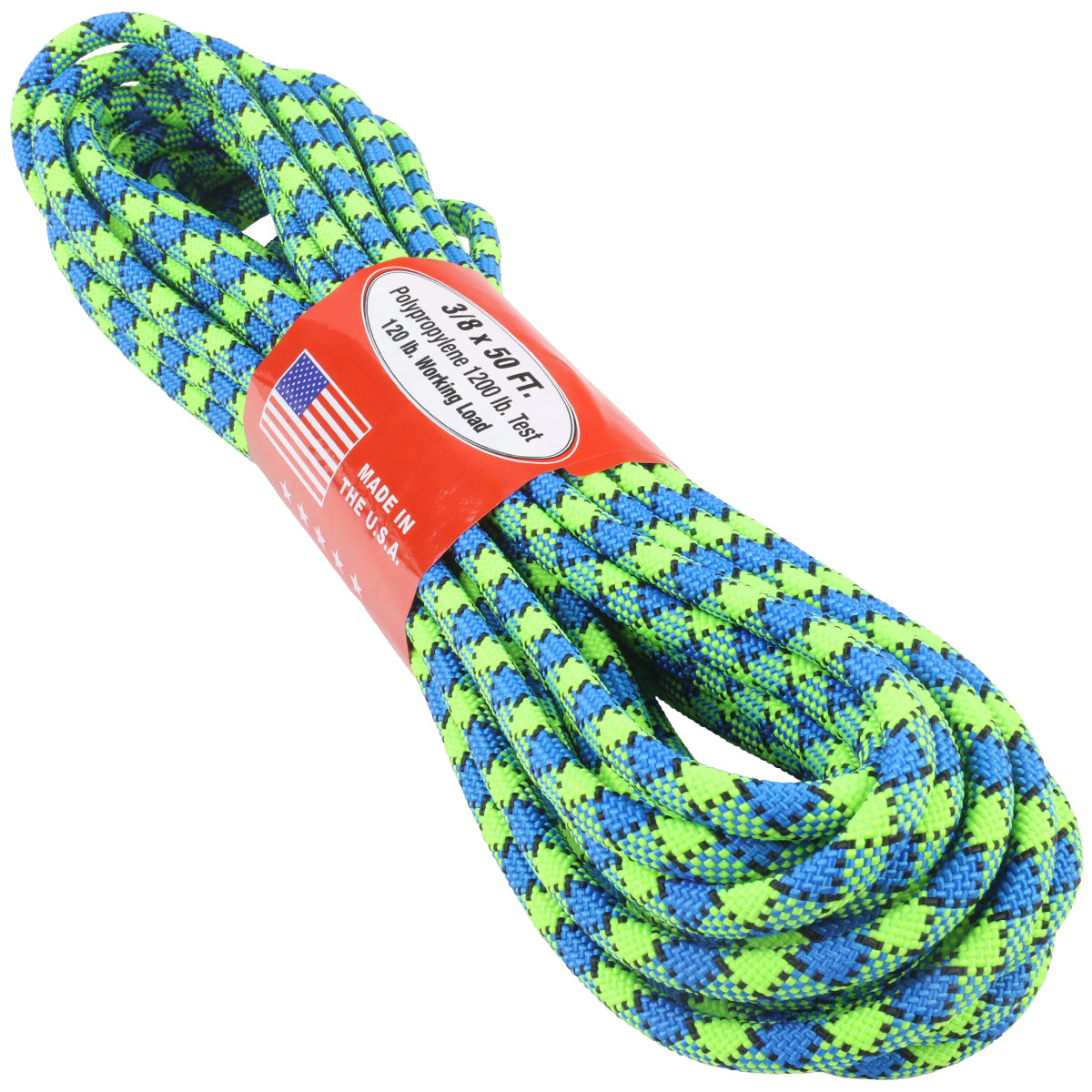 Web Check Rope 3/8 - Neon Green & Blue Check w/ Black tracer – Atwood Rope MFG