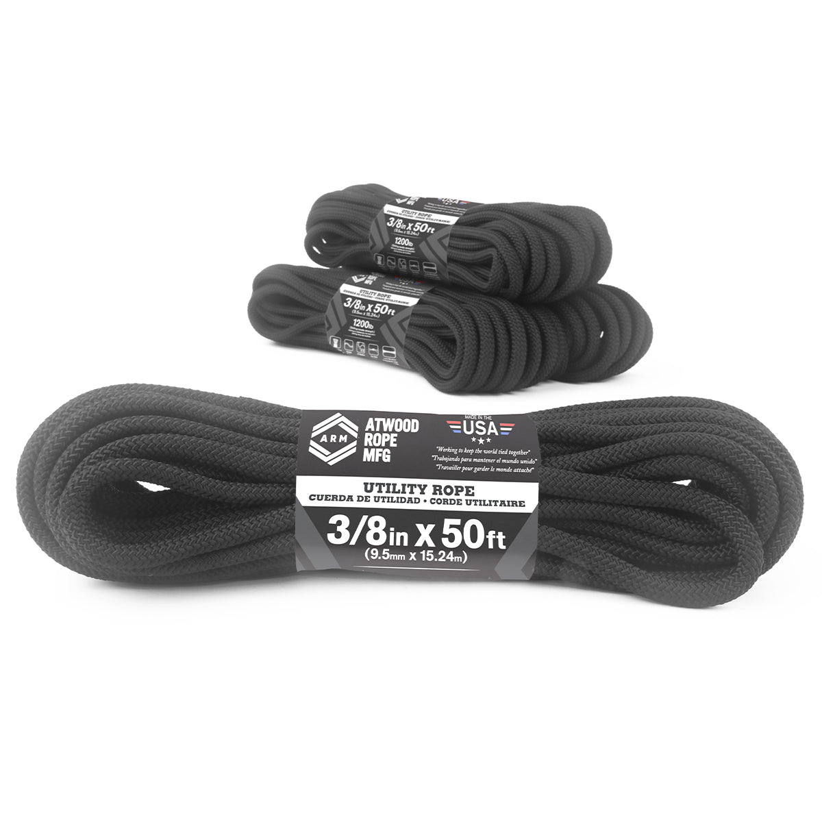 3 8 Utility Rope 50ft Black