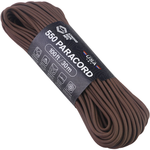 Atwood Rope MFG 275 Tactical Paracord 100 Feet 4-Strand Core Nylon  Parachute Cord Outside Survival Gear Made in USA