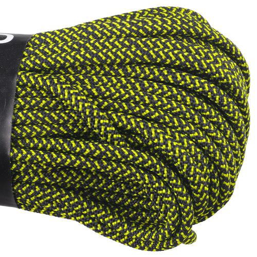 550 Paracord Cross Hatch Neon Yellow With Black Closeup