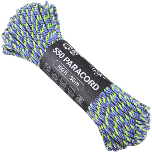 Atwood Rope 550 Paracord 100 Feet - 7-Strand Core Parachute Cord Royal Blue