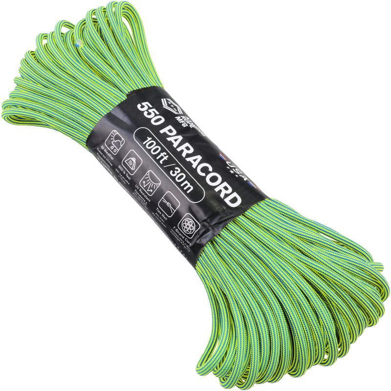 550 Paracord Neon Green & Blue Lines