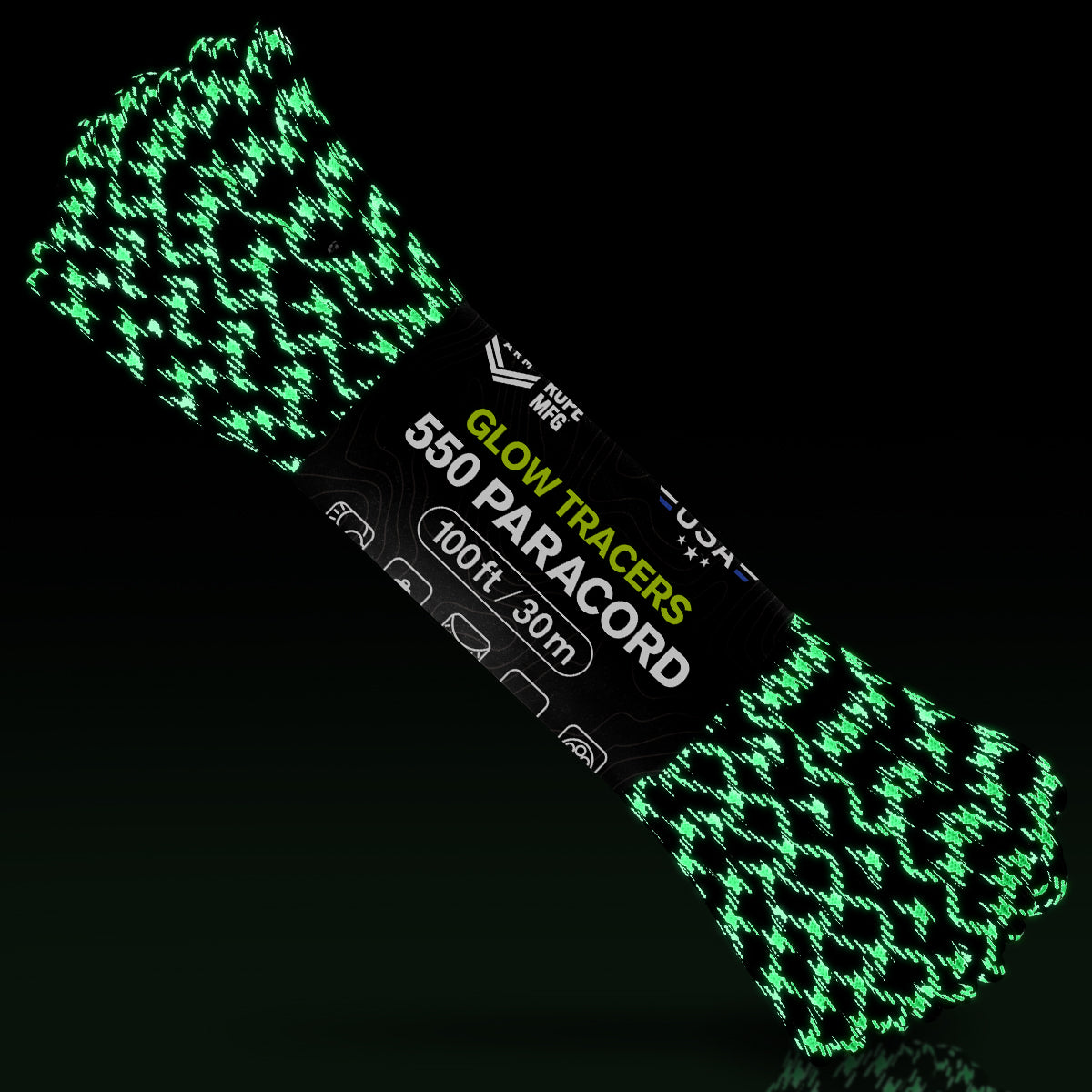 550 Paracord Glow Quad Tracer Glow in the Dark Web Ready