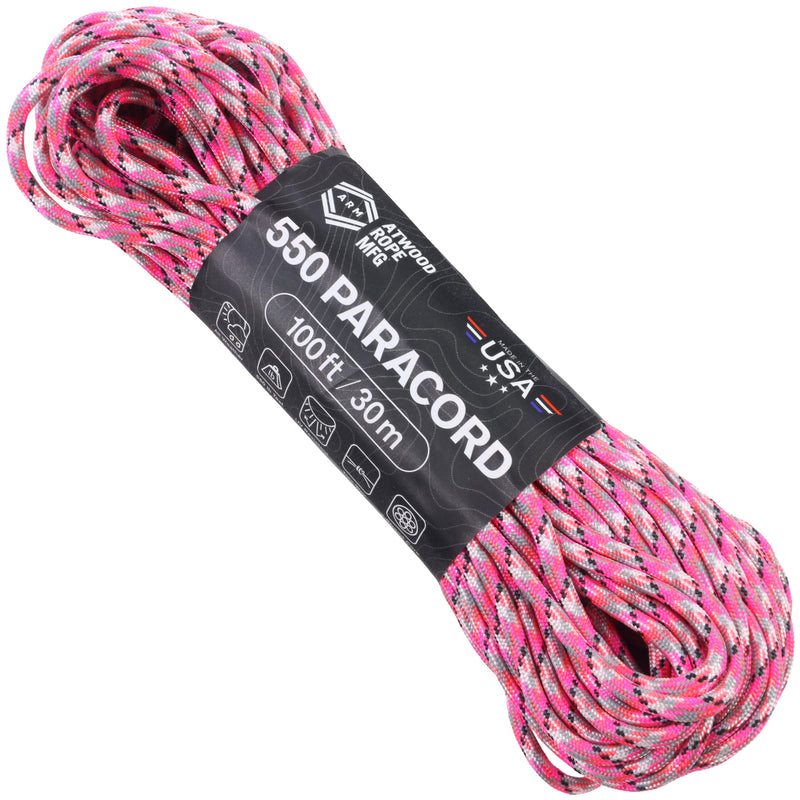 thumbnail image 2 of Survival Rope Atwood Rope 550 Paracord - 300 Feet Pink 7-Strand 2 of 11