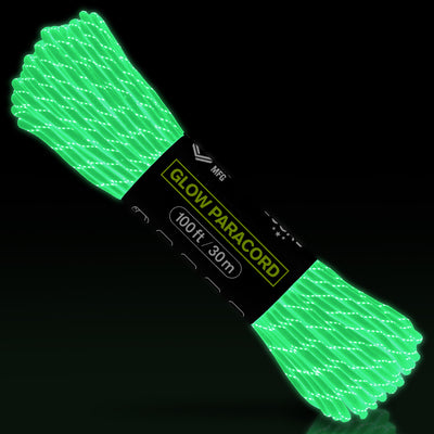 550 Glow Paracord 100ft Glow Reflective Glow in the Dark Web Ready