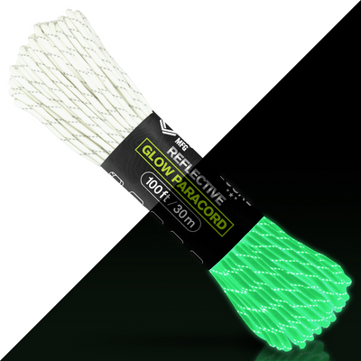 550 Glow Paracord 100ft Glow Reflective Split Web Ready