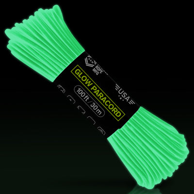 550 Glow Paracord 100ft Glow in the Dark Web Ready