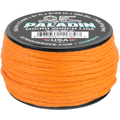 5 64 Paladin Micro Winch Line 61ft Neon Orange Web Ready