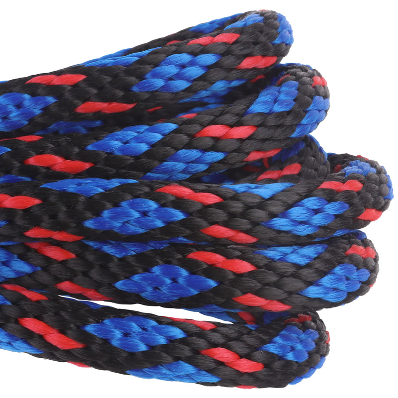 58 SOLID BRAID BLACK WITH BLUE DIAMOND AND RED TRACER CLOSE UP