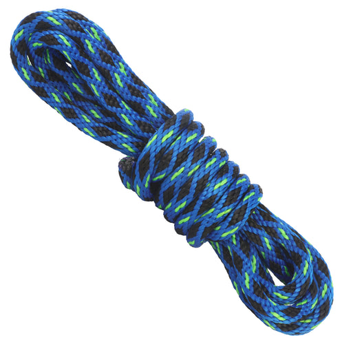 5 8 Solid Braid Blue w/ Black Diamonds & Neon Green Tracer