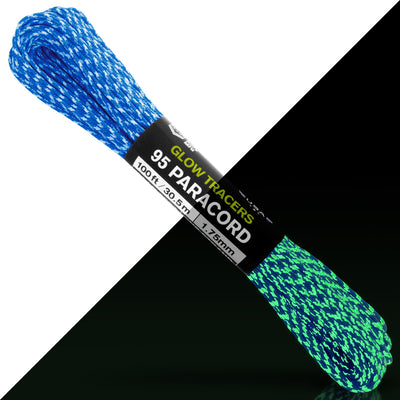 95 Paracord Blue w Glow Tracers Split Web Ready