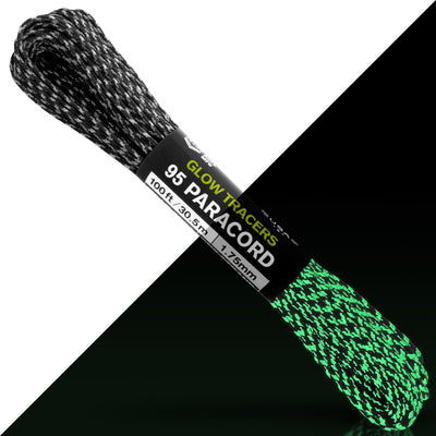 95 Paracord Black w Glow Tracers Split Web Ready