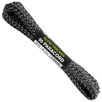 95 Paracord Black w Glow Tracers Web Ready