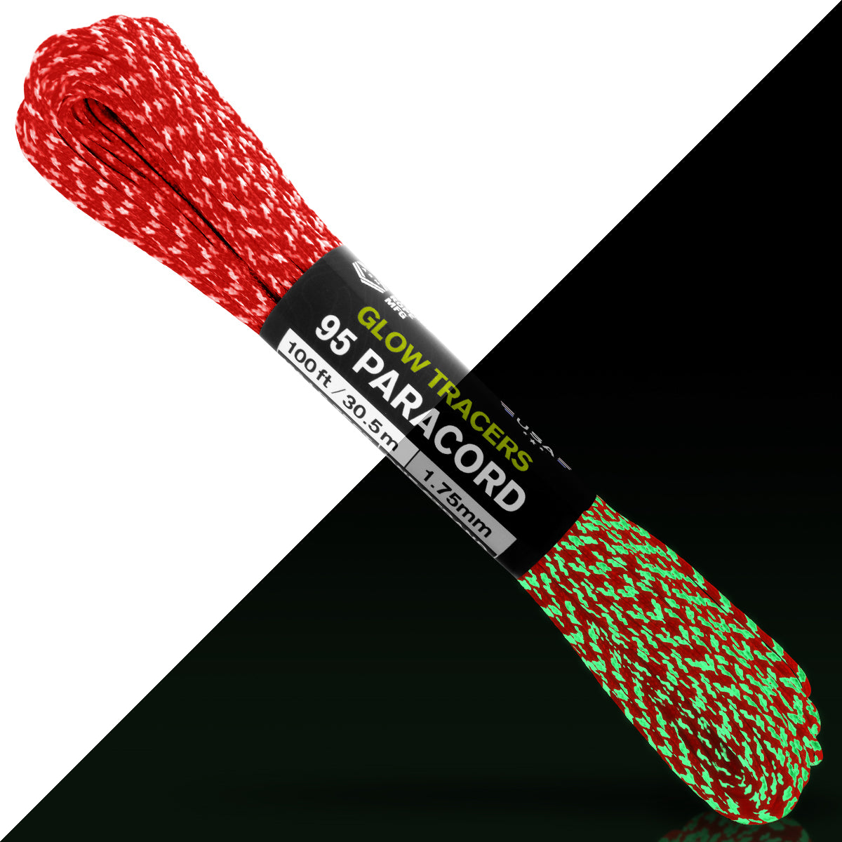 95 Paracord Red w Glow Tracers Split Web Ready