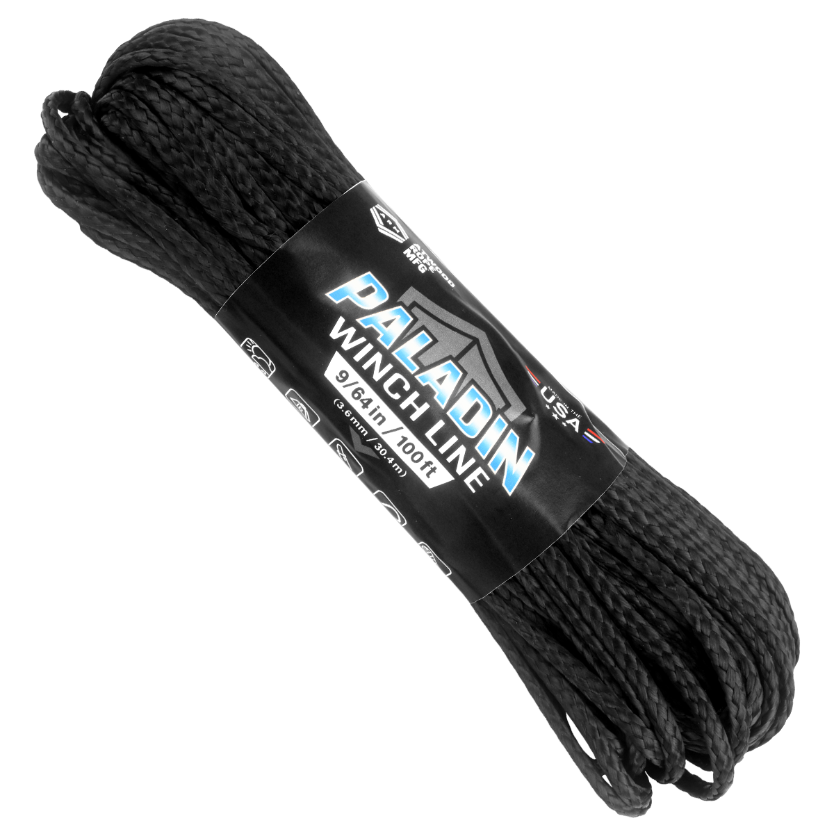 9 64 Paladin Winch Line Black