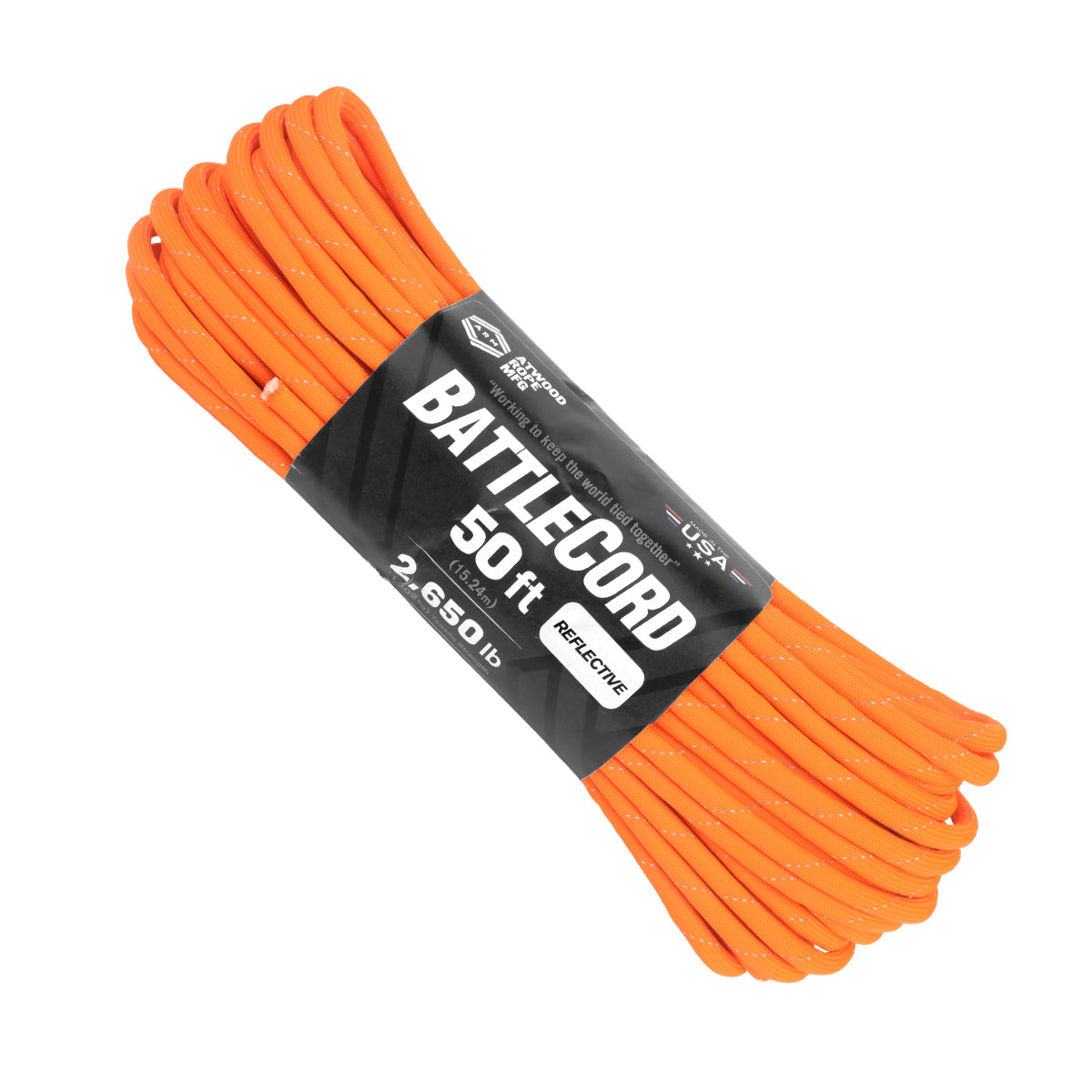 Battlecord Reflective Neon Orange 50ft Web Ready