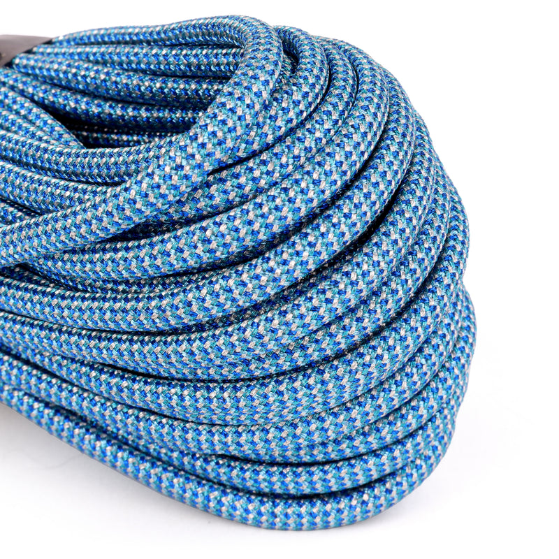 Blue Teal White Metallic Paracord Closeup