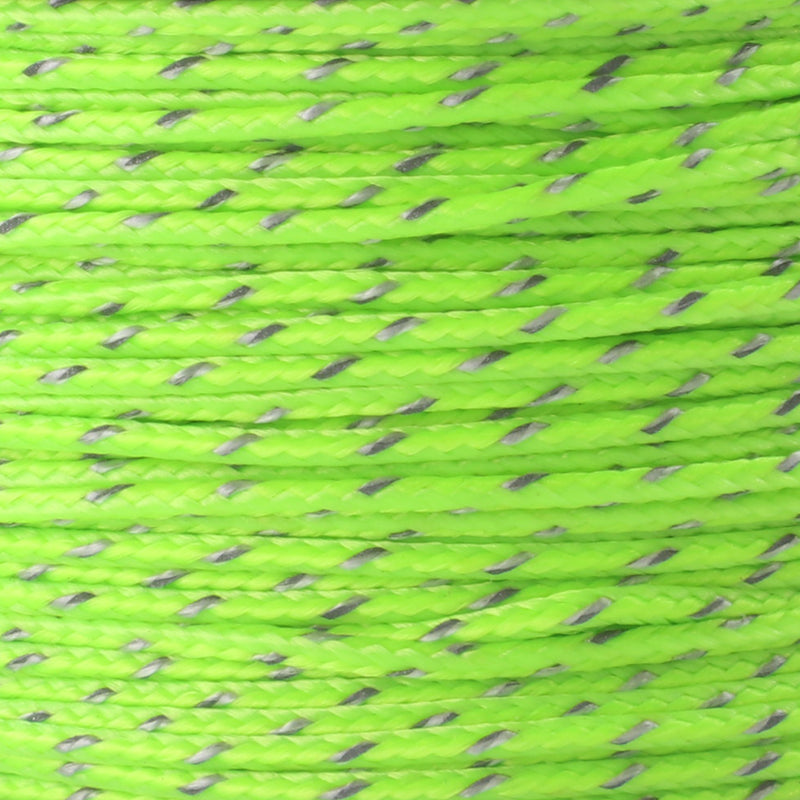 micro cord reflective neon green Closeup