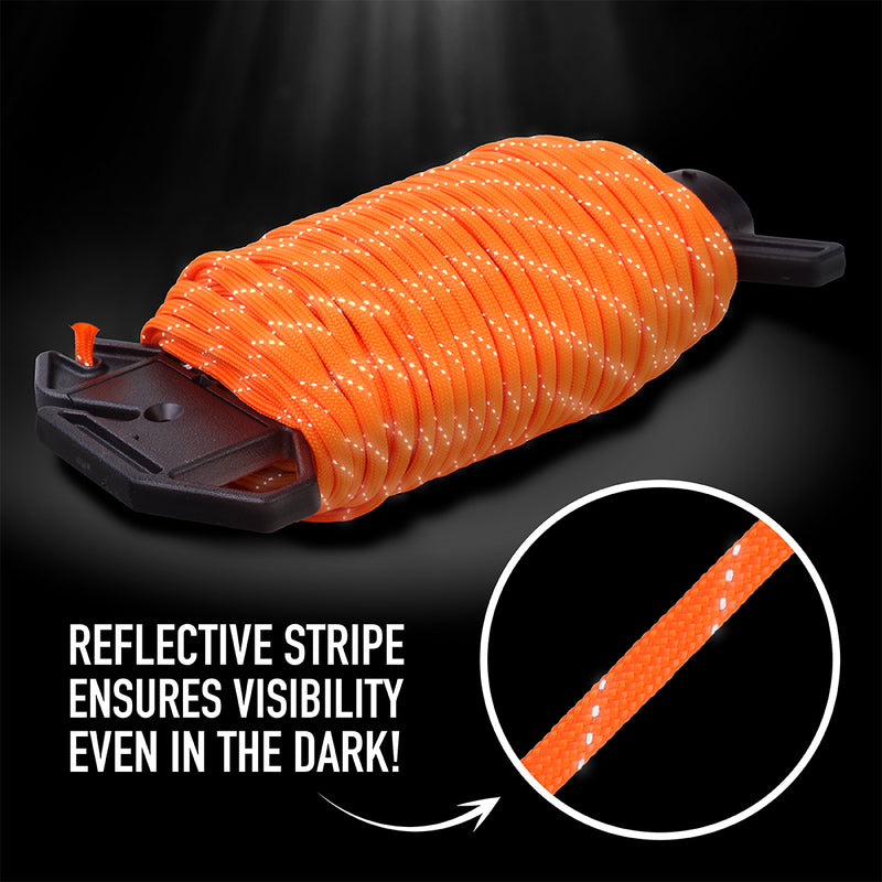 Ready Rope™ Reflective 550 Paracord Neon Orange Main Reflective display