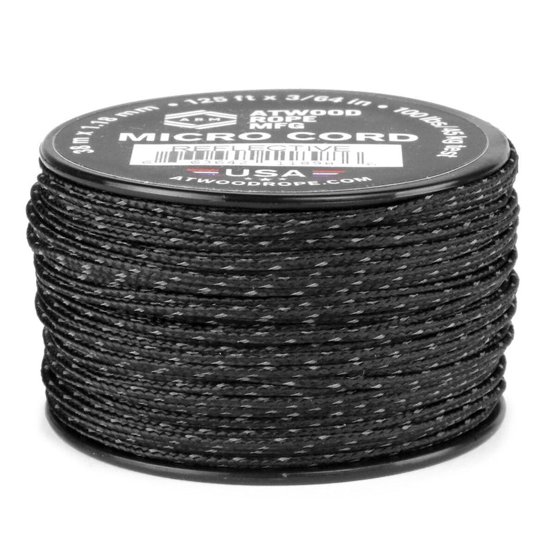 1.18mm x 125ft reflective black micro cord