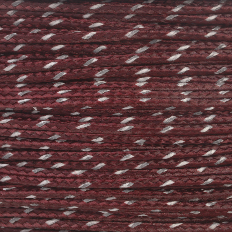 Reflective Micro Cord Maroon 125ft Closeup