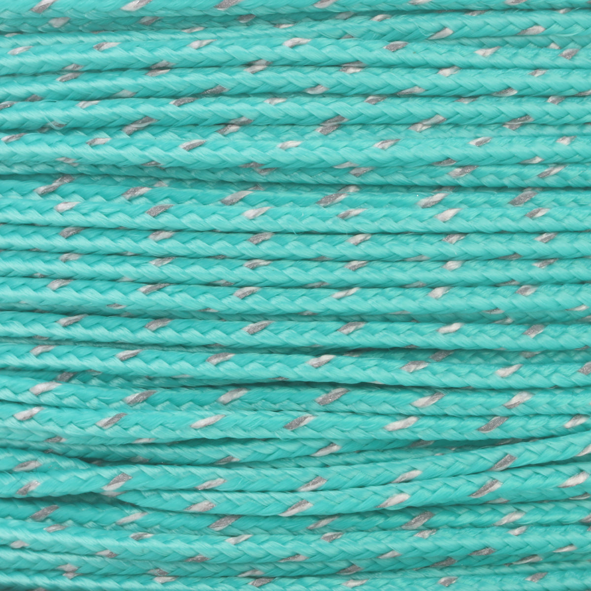 Reflective Micro Cord Teal 125ft Closeup