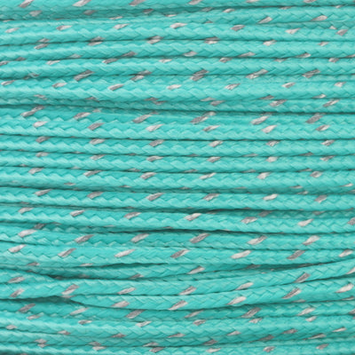 Reflective Micro Cord Teal 125ft Closeup