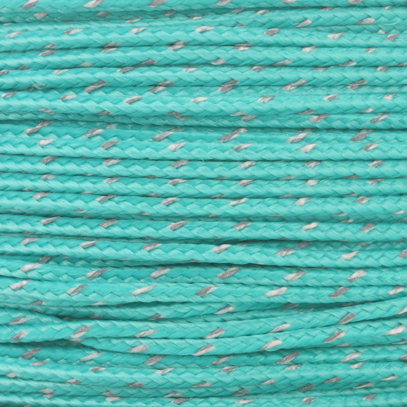 Reflective Micro Cord Teal 125ft Closeup