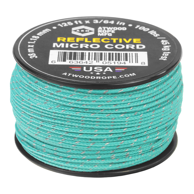 Reflective Micro Cord Teal 125ft