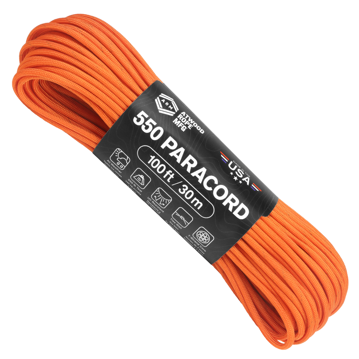 Stained Burnt Orange Paracord Web Ready