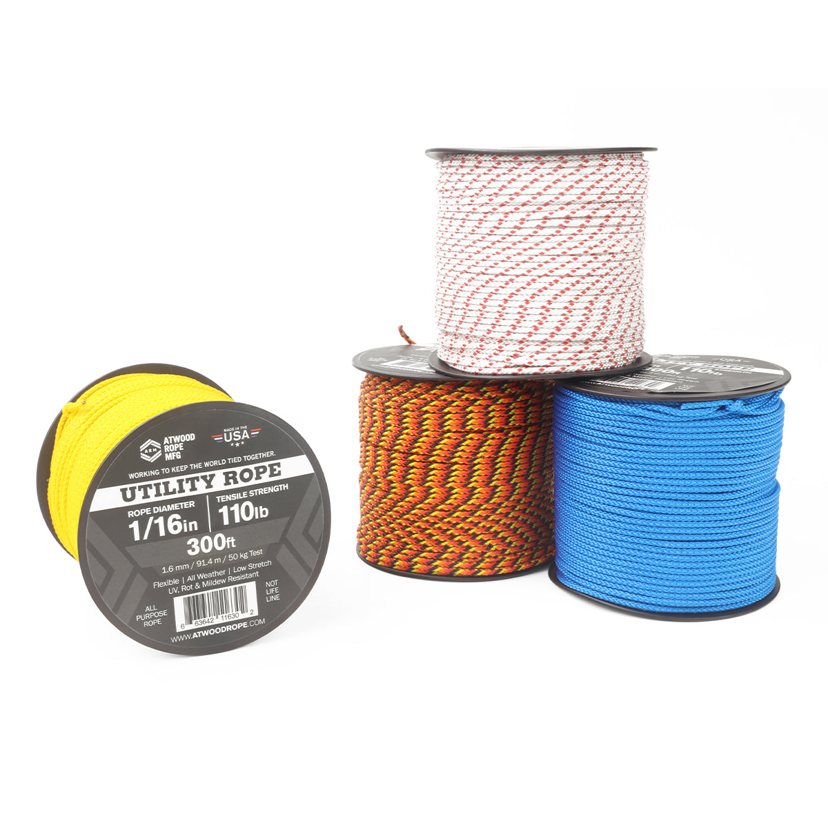 1 16 Utility Rope Various Colors 300ft Closeup