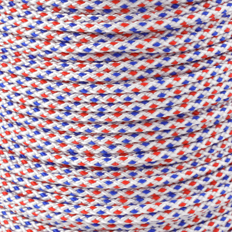 1 16 white w blue red dots closeup