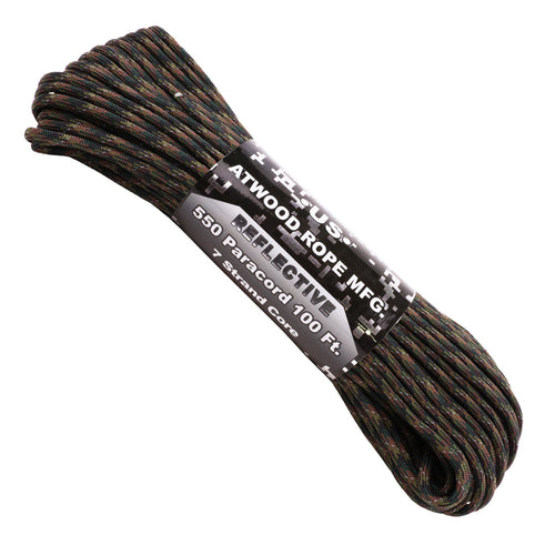 Linka 550 Paracord Reflective (50ft) - Atwood Rope MFG - Czarno Biała black, white, SURVIVAL \ Cords / Rubbers / Straps SURVIVAL \ Bivouac \ Tents \  Cords / Pegs